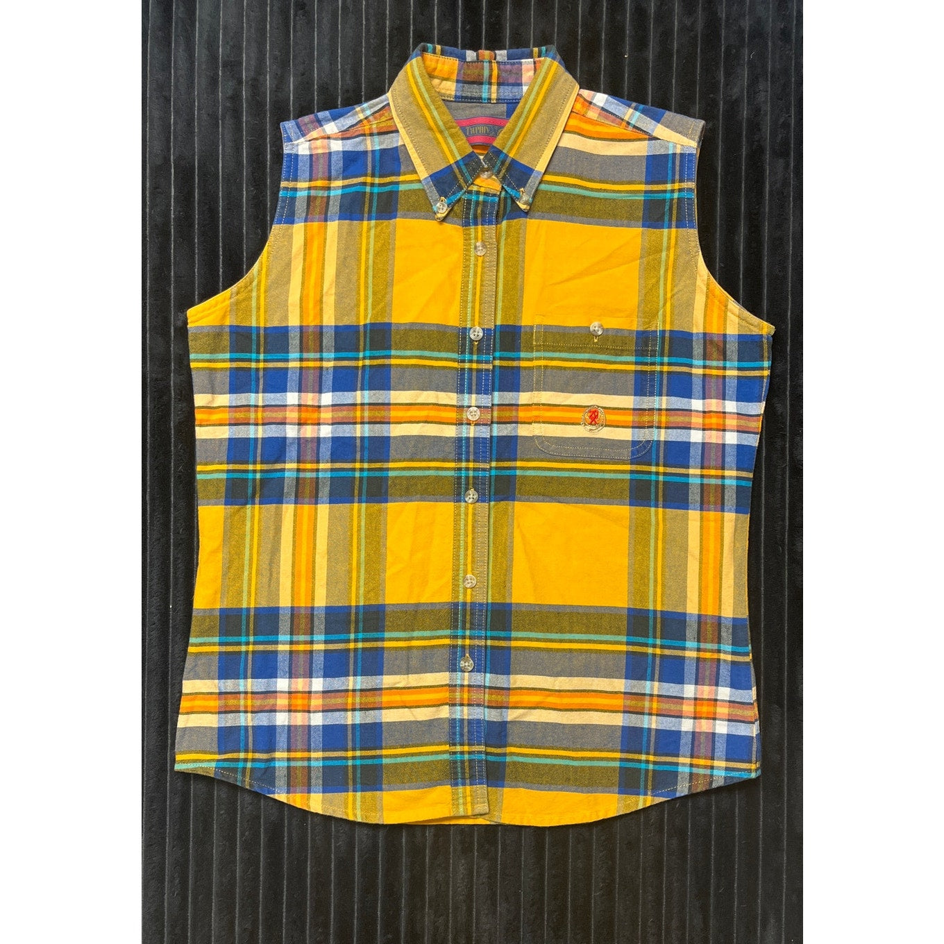 Twenty X Shirt Womens yellow Plaid Button Down Collard Tank Size M