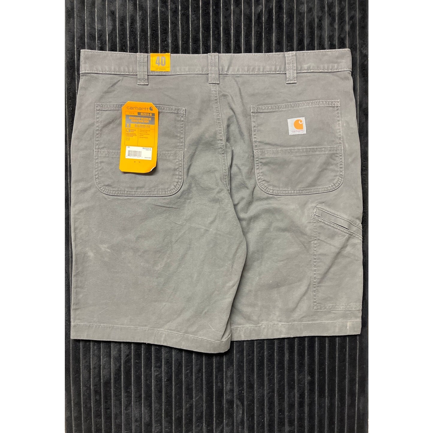 Carhartt Short Men 32 Rugged Flex Relaxed Fit Cargo Gray Canvas 10" BS2514-M