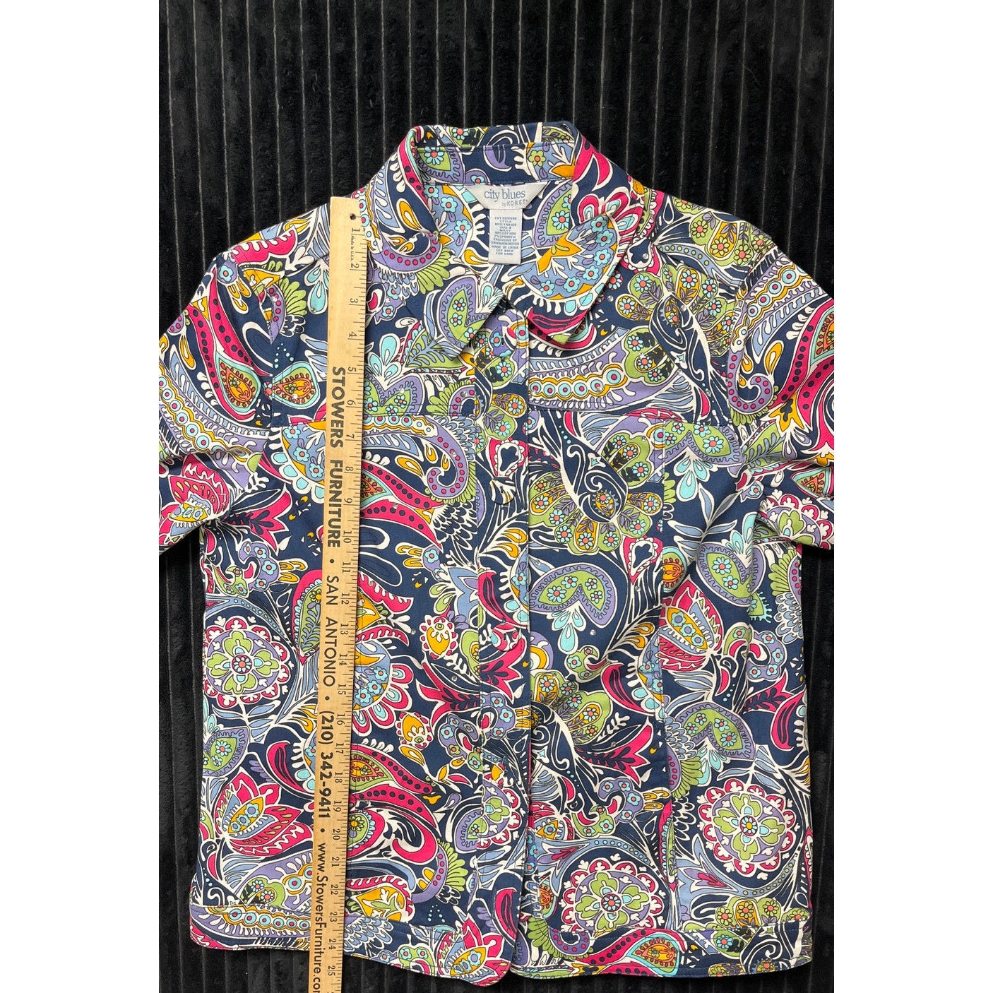 Vintage City Blues by Koret Paisley Floral Sparkly Jacket Size Small