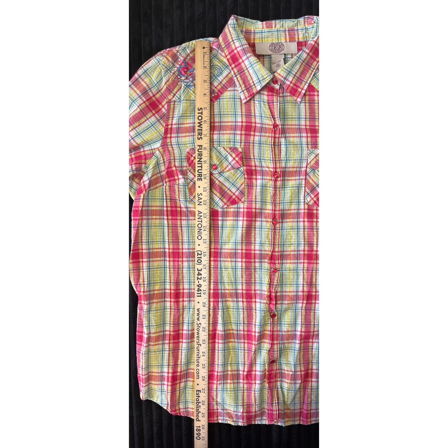 "Vintage Gibson Trading Co. Women's Paisley Striped Pearl Snap Shirt Size 2X"