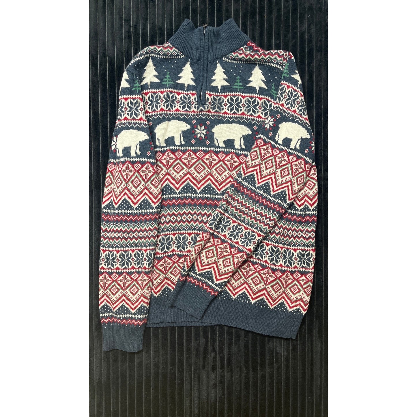 Aspen Men's Long Sleeve Pullover Sweater Sz XL Polar Bear Winter Scene Quarter Zip