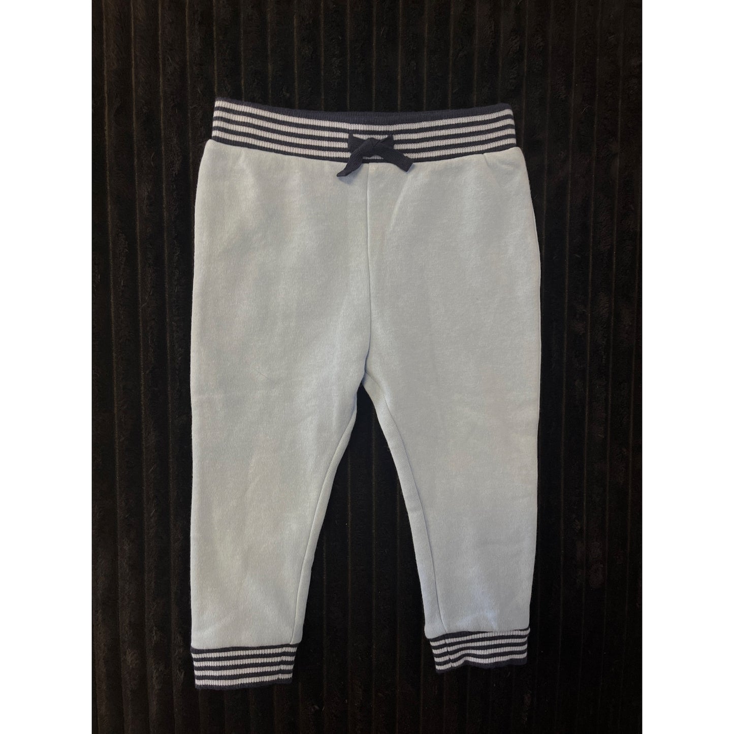 Janie and Jack Baby Boy Light Blue Drawstring Striped Jogger 18-24M NWOT