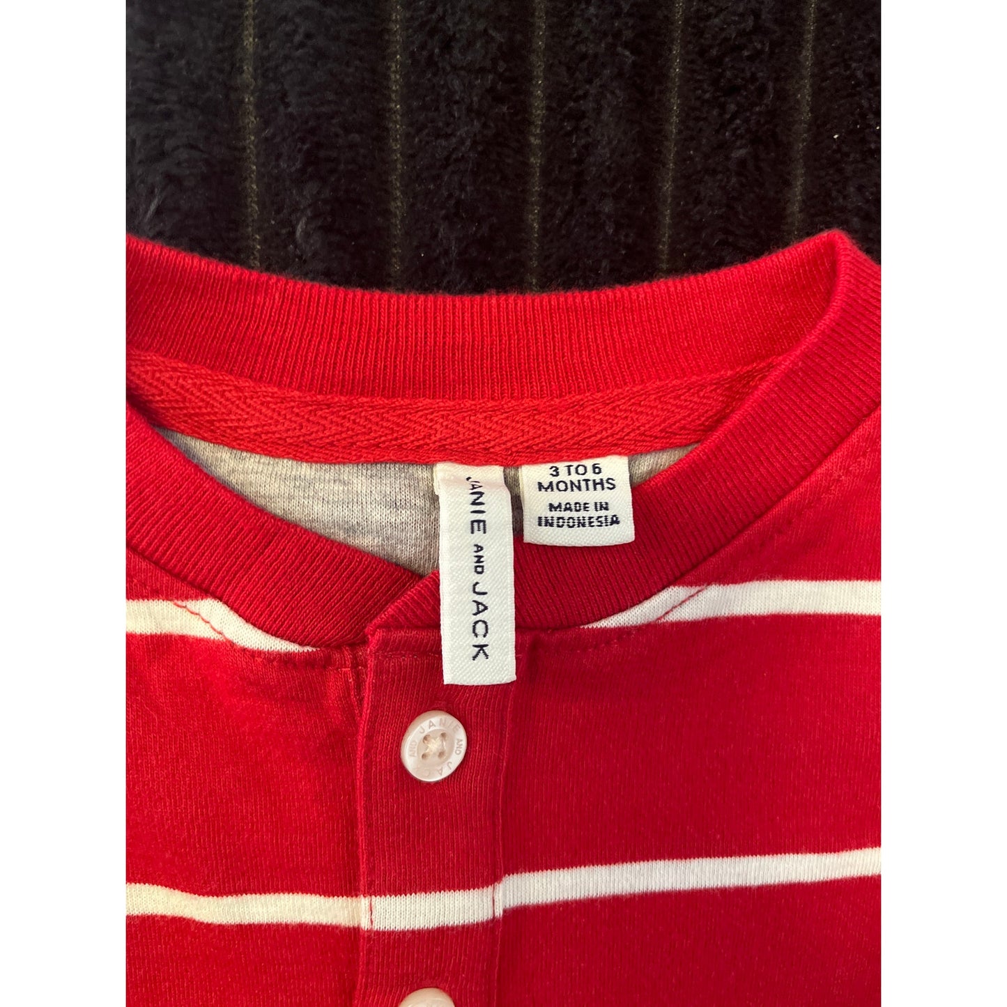 Janie and Jack Baby Boy Red/White Long Sleeve Pull-Over Dress Shirt 3-6M NWOT