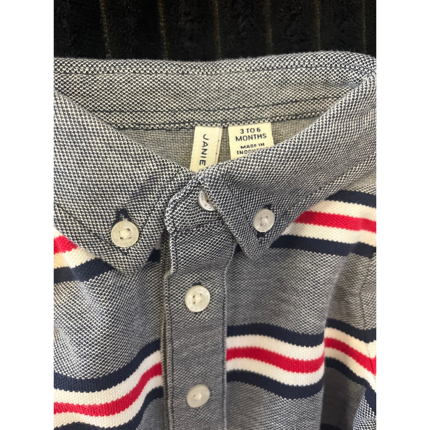 Janie and Jack Baby Boy Blue Striped Long Sleeve Pull-Over Shirt 3-6M NWOT