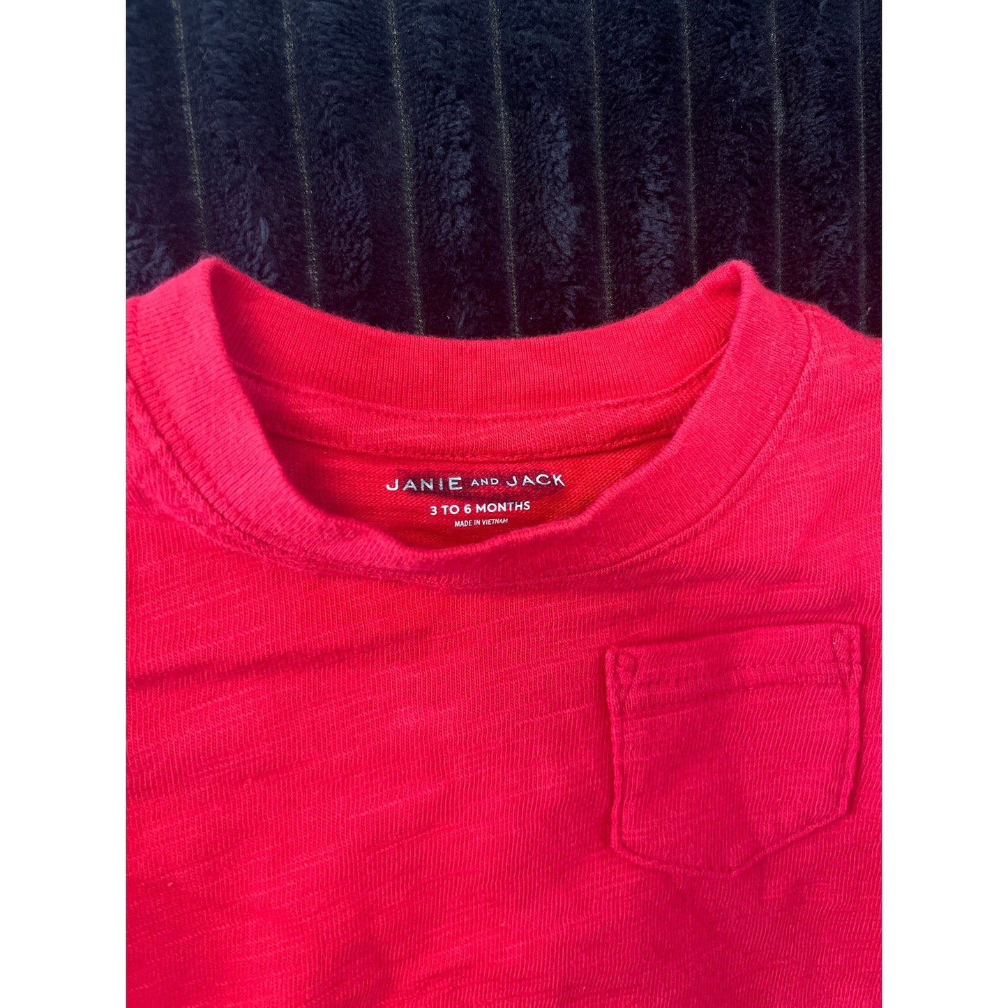 Janie and Jack Baby Boy Solid Red Long Sleeve Pull-Over Shirt 3-6M NWOT
