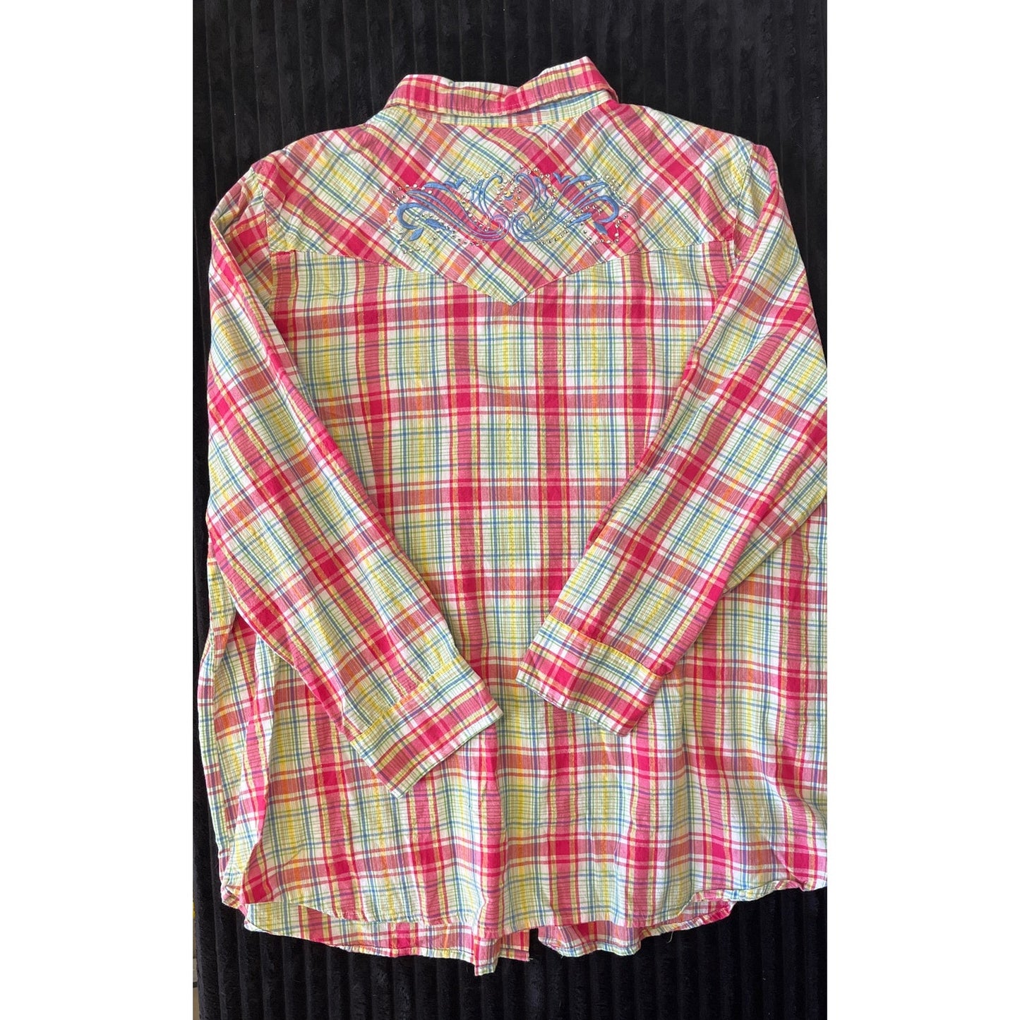 "Vintage Gibson Trading Co. Women's Paisley Striped Pearl Snap Shirt Size 2X"