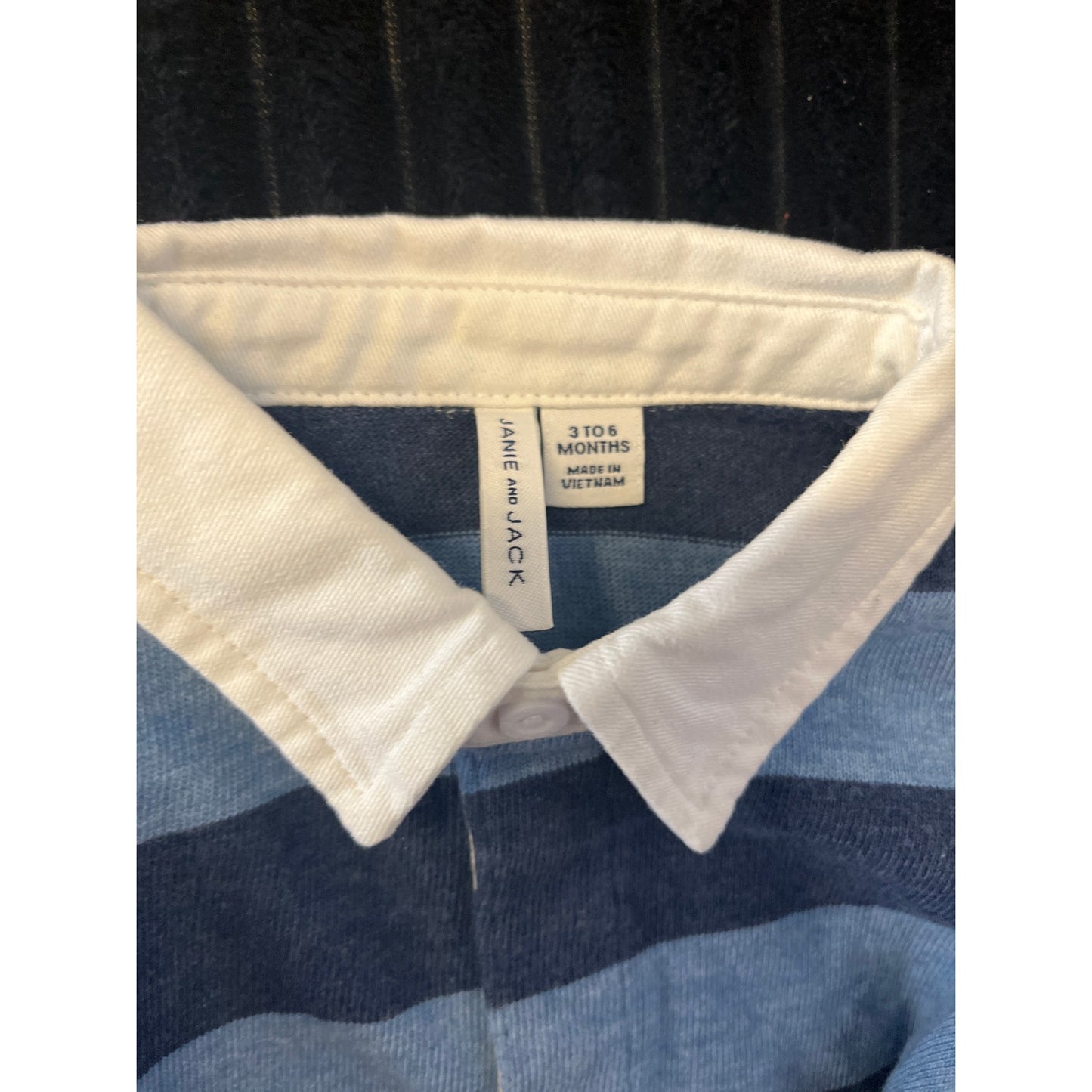 Janie and Jack Baby Boy Blue Striped Long Sleeve Polo Dress Shirt 3-6M NWOT