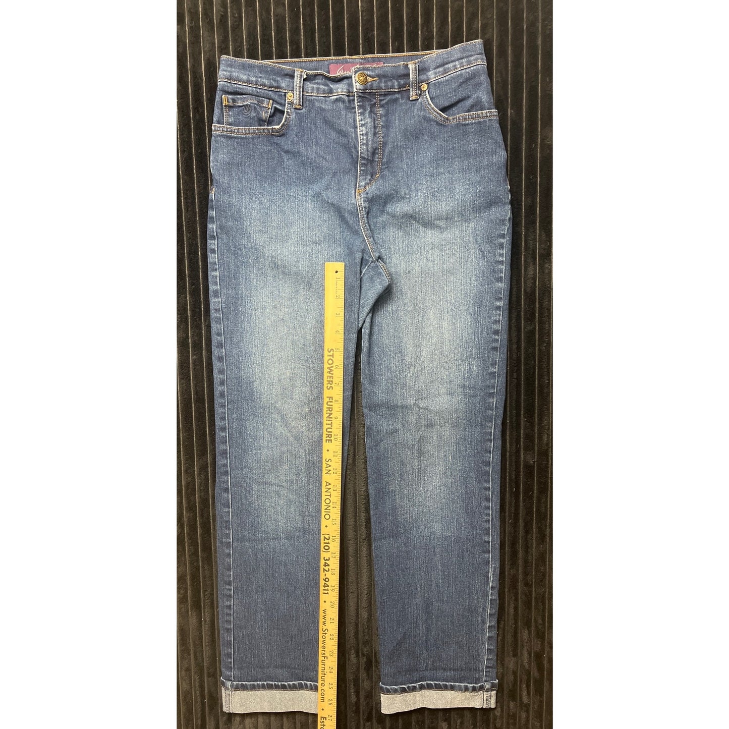Gloria Vanderbilt Women's Dark Wash AMANDA Capri Jeans Size 8 Classic Style