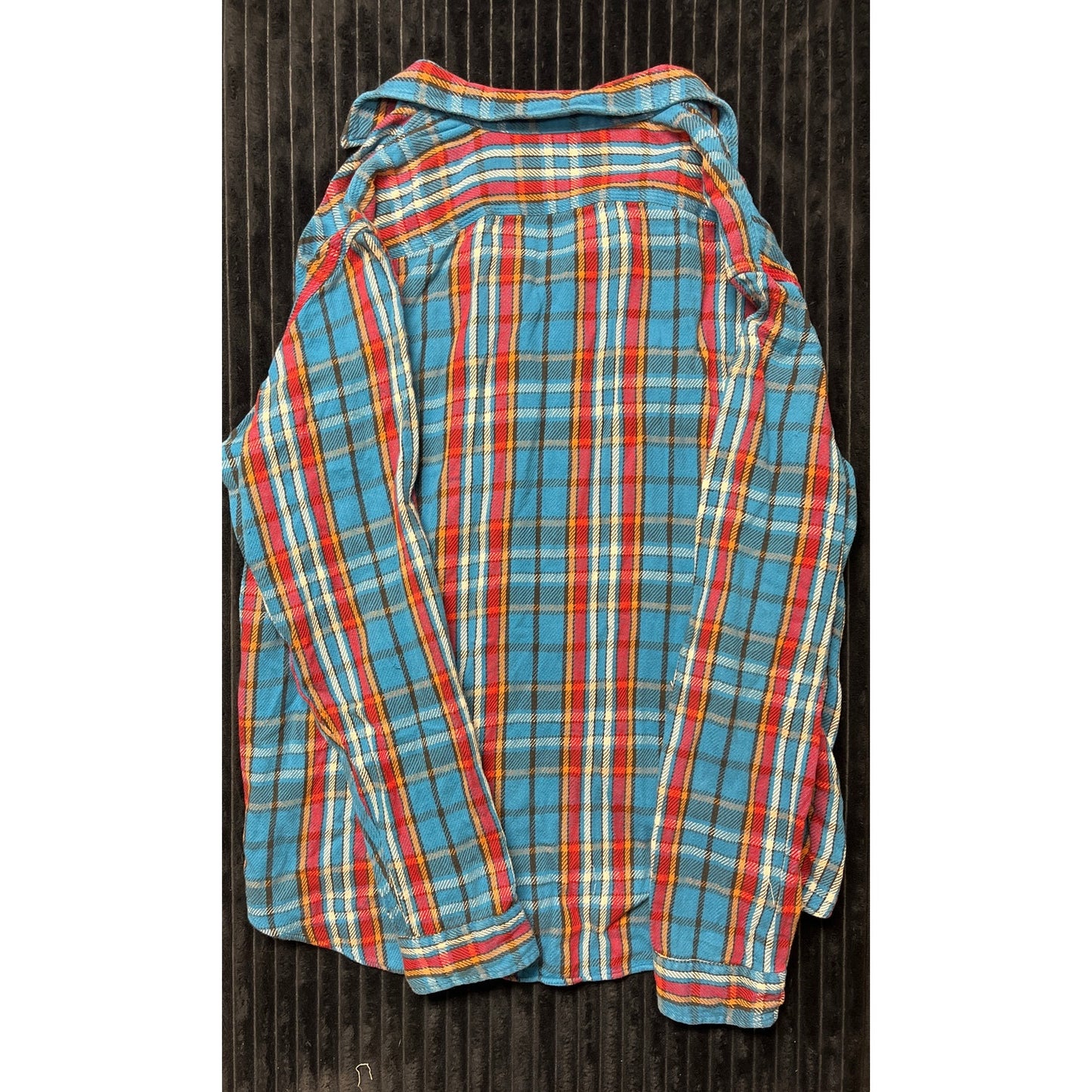 Polo Ralph Lauren Vintage Camp Button-Up Shirt Men’s S Plaid Blue Orange Red Black