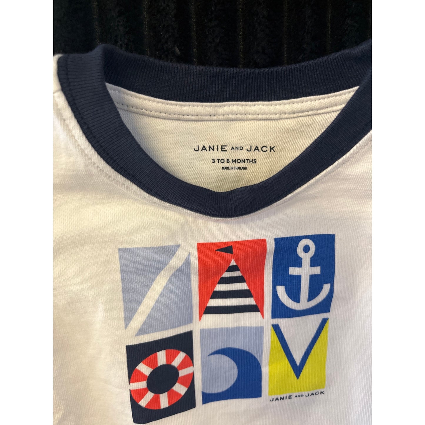 Janie and Jack Baby Boy White Nautical Pull-Over Graphic T-Shirt 3-6M NWOT