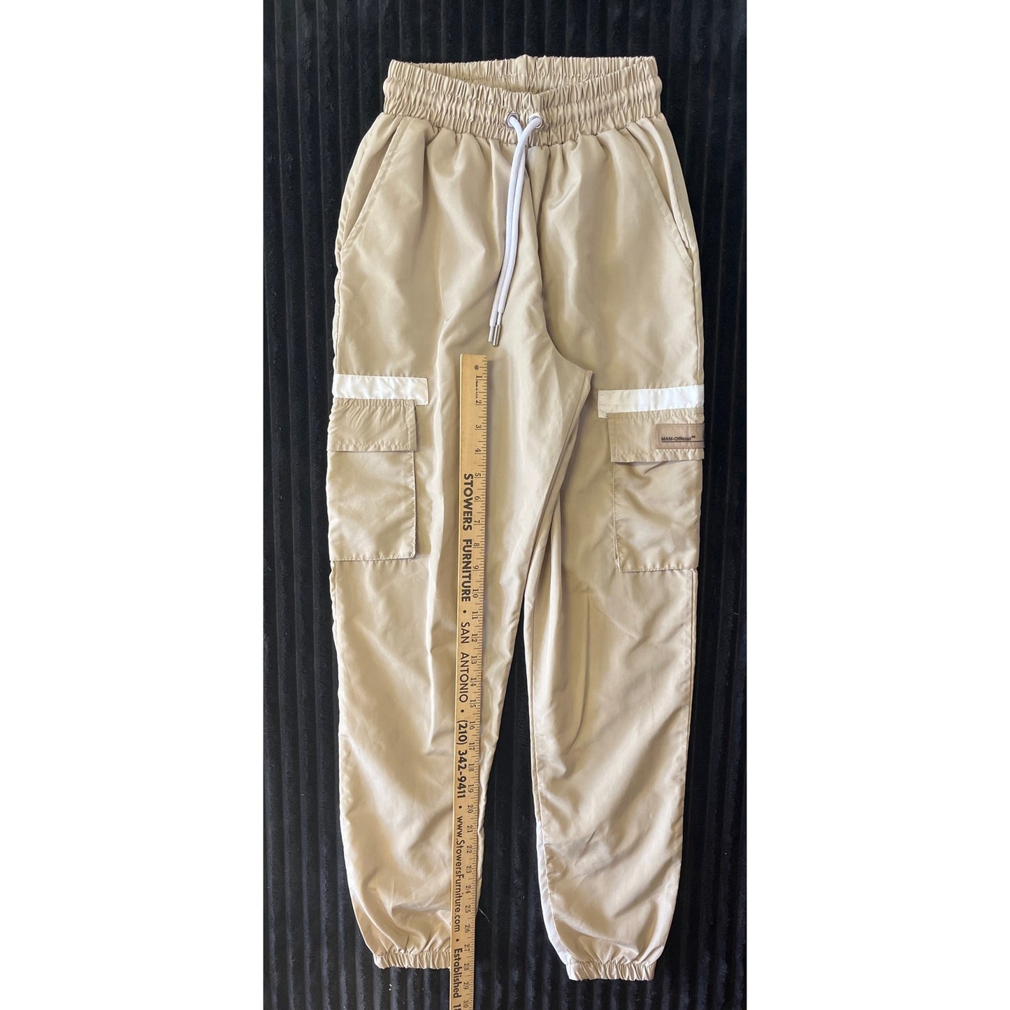 BoohooMan Cargo Joggers Tan Drawstring Waist Size XSmall