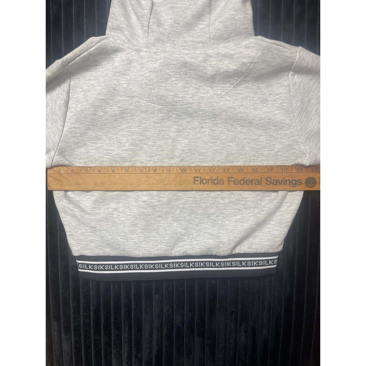 SikSilk Women's Cropped Jacket/Joggers Set Sz 8 Gray Black & White Striped Logo