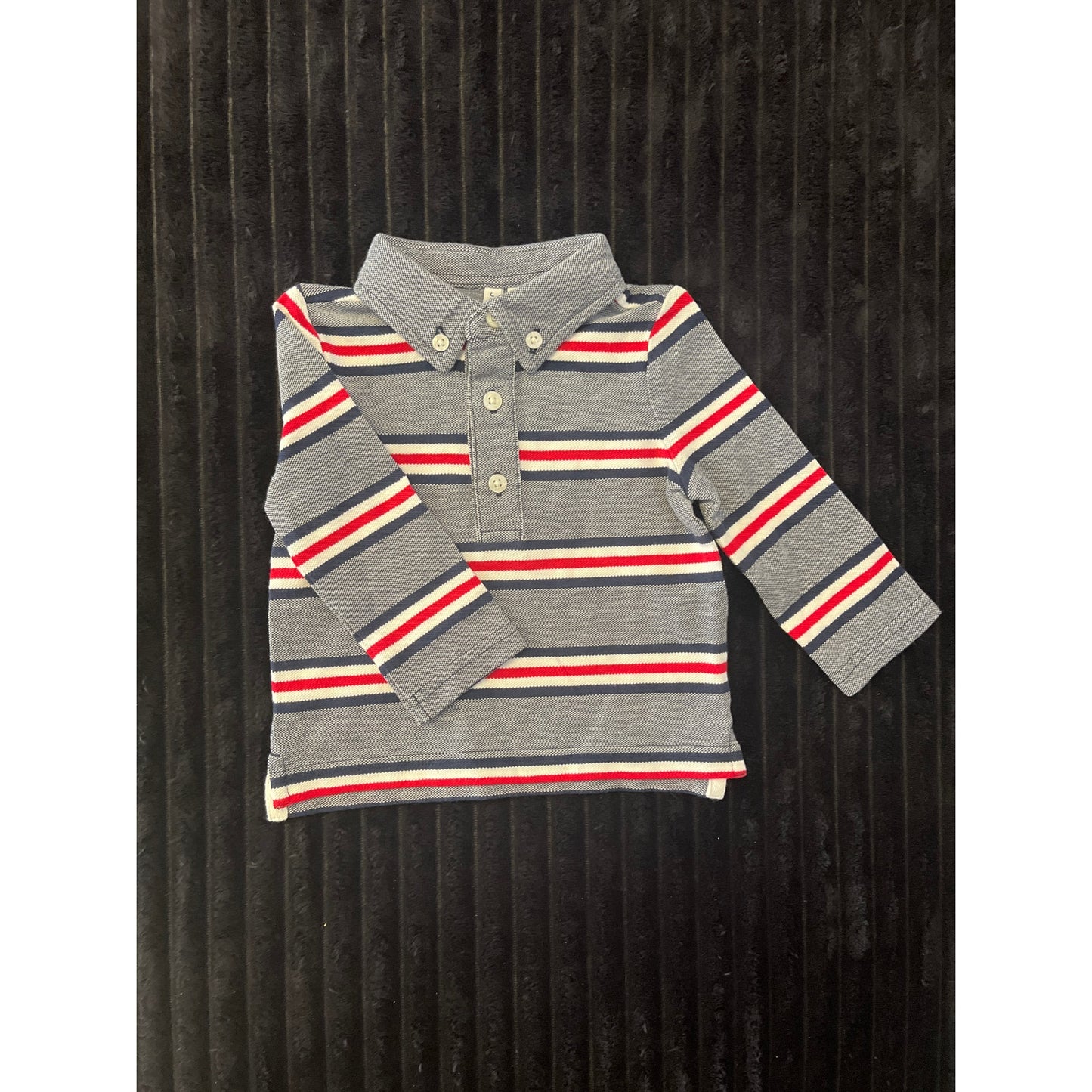 Janie and Jack Baby Boy Blue Striped Long Sleeve Pull-Over Shirt 3-6M NWOT