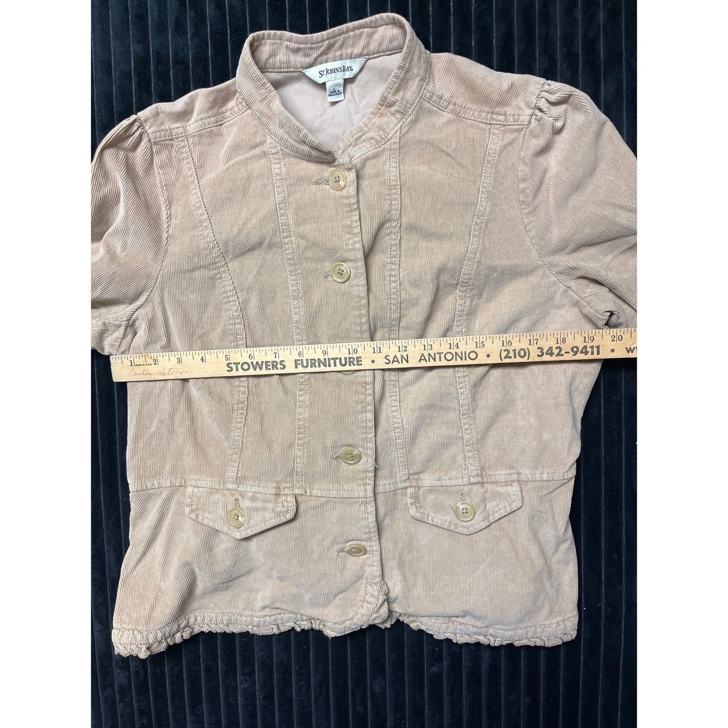 St. John’s Bay Women’s Beige Corduroy Stretch Button-Down Jacket Size Large