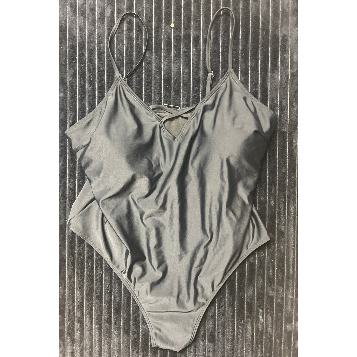 Shein Women's Black One-Piece Spaghetti Strap Cross-Front 4XL Swimsuit