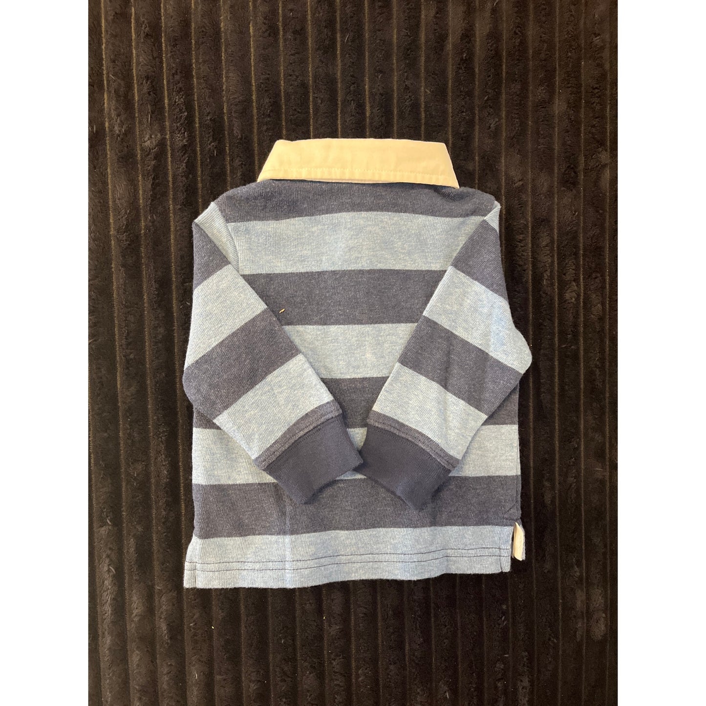 Janie and Jack Baby Boy Blue Striped Long Sleeve Polo Dress Shirt 3-6M NWOT