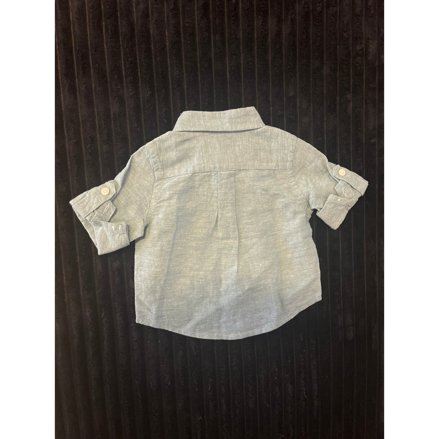 Janie and Jack Baby Boy Short Sleeve Blue Button Down Shirt 3-6M