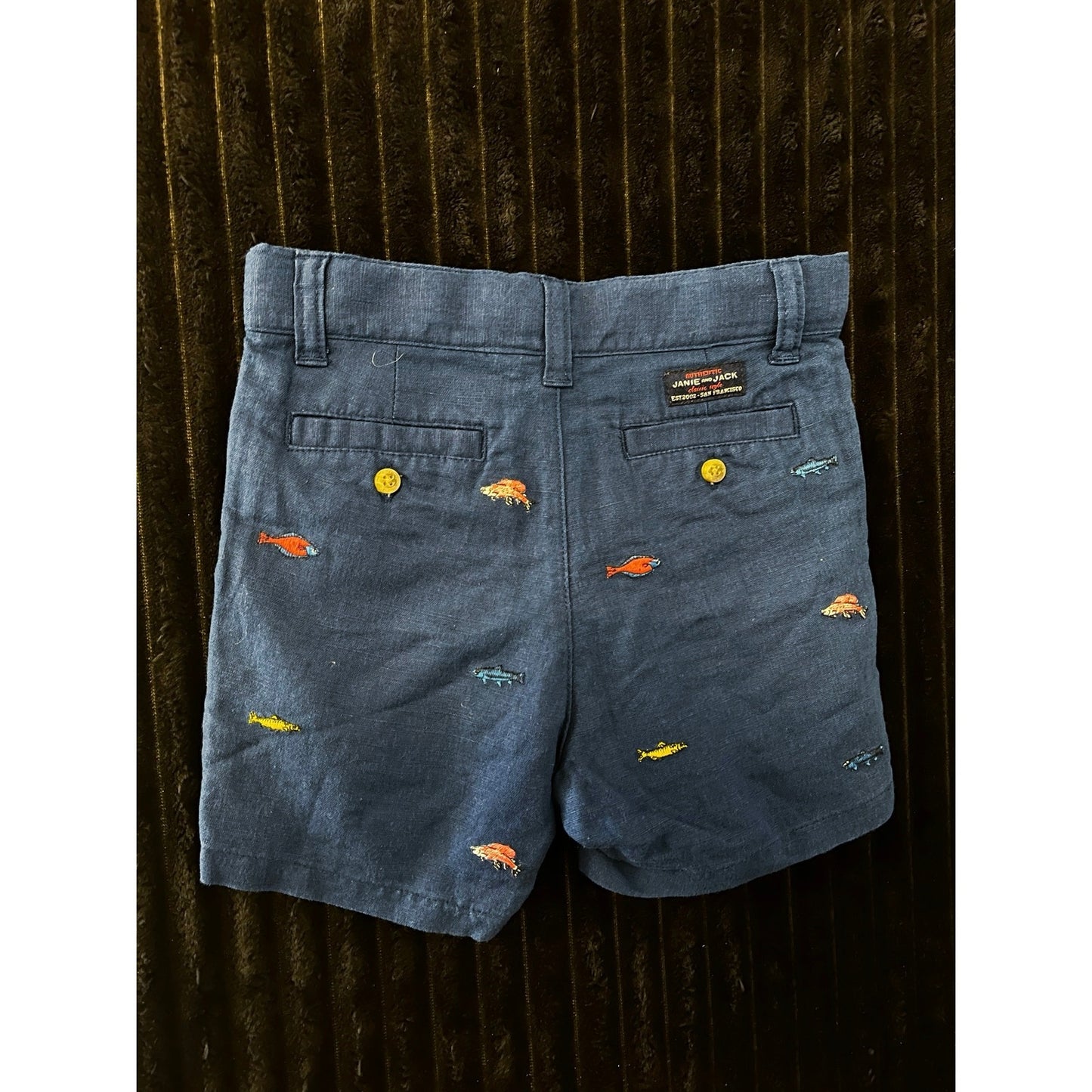 Janie and Jack Baby Boy Navy Fish Shorts 18-24M NWOT Embroidered Summer Fun