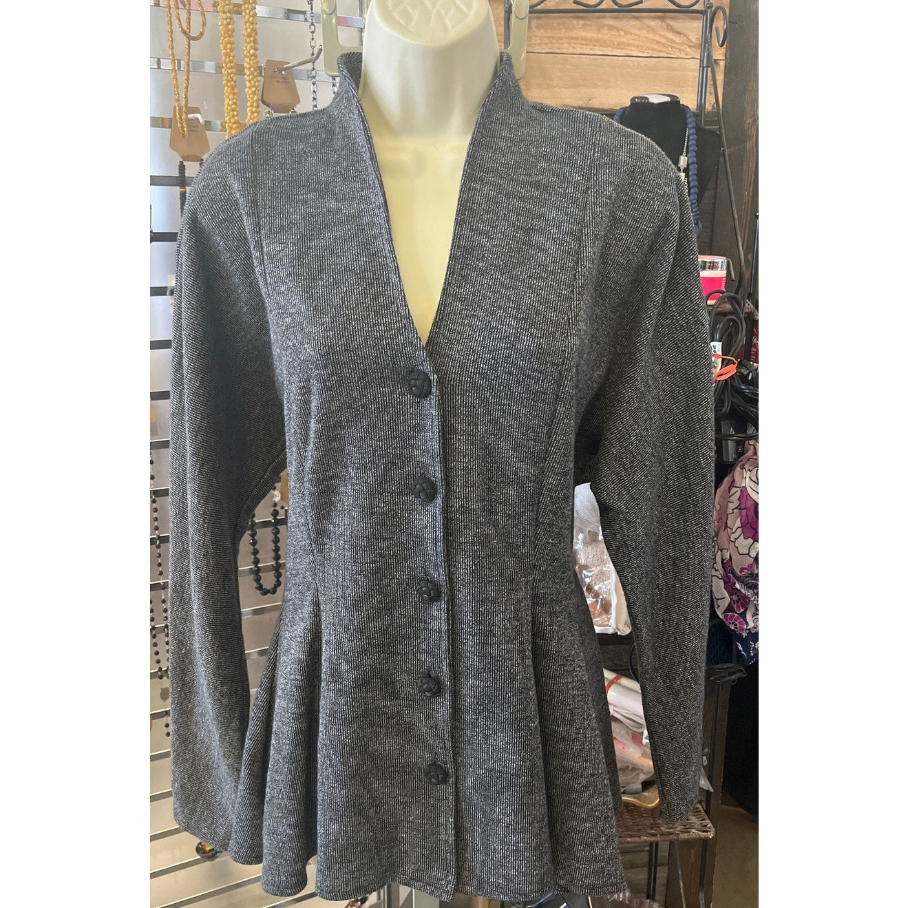 80s Vintage Blazer Jacket Black Gray Houndstooth Jacket Y2K All That Jazz 11/12