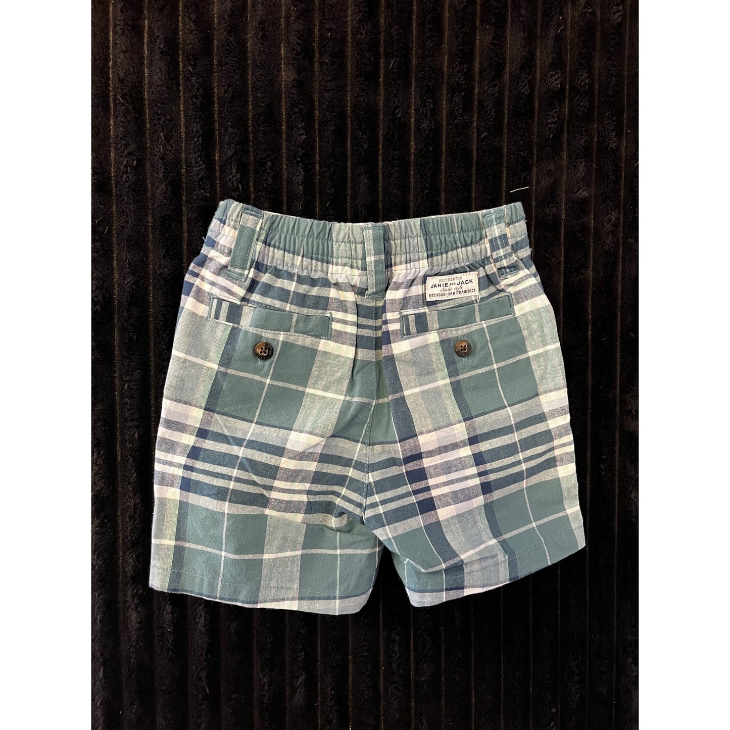 Janie and Jack Baby Boy Green Plaid Dress Shorts 6-12M Preppy Summer Outfit