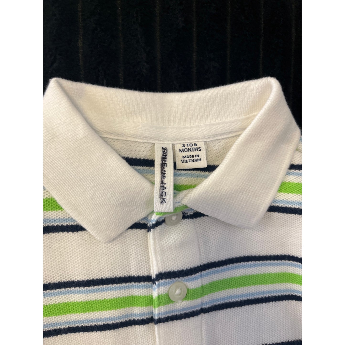 Janie and Jack Baby Boy White Striped Pull-Over Polo Shirt 3-6M NWOT
