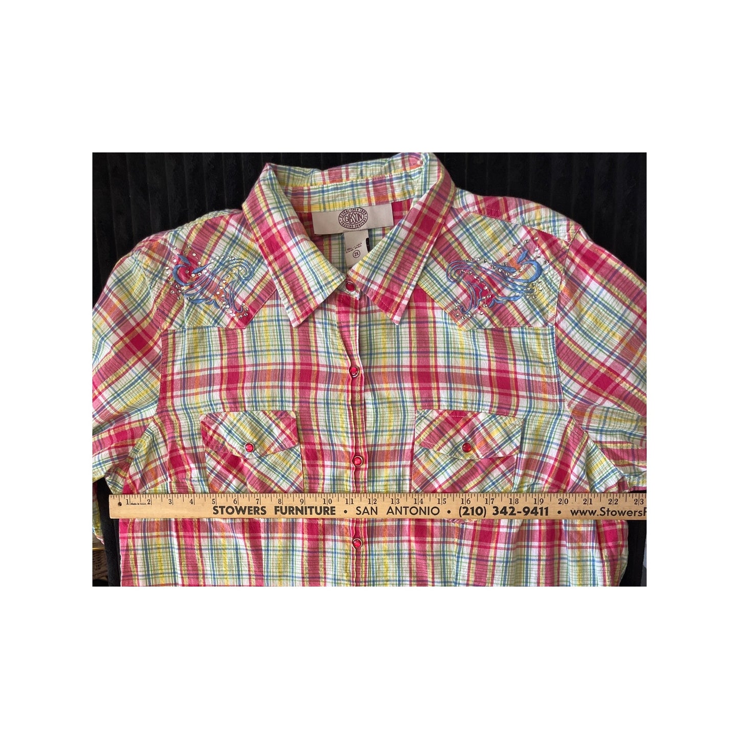 "Vintage Gibson Trading Co. Women's Paisley Striped Pearl Snap Shirt Size 2X"
