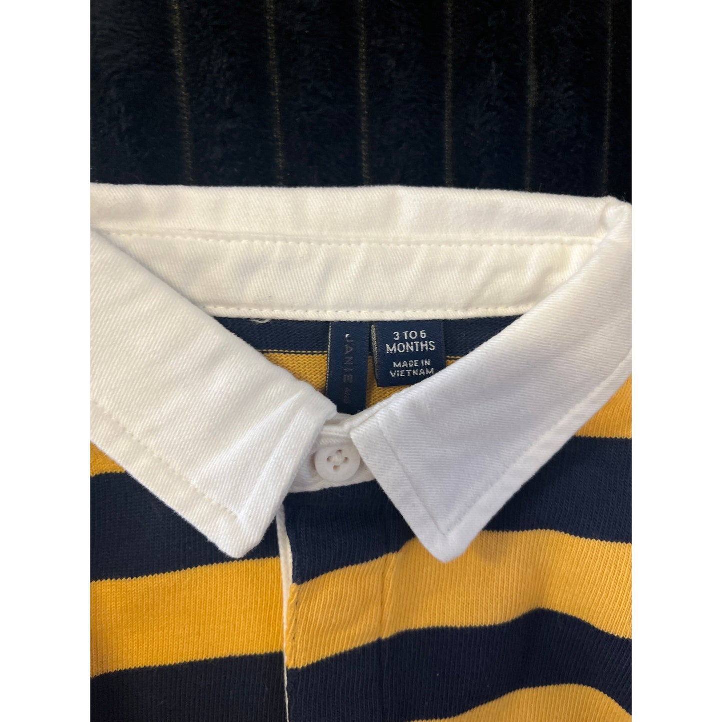 Janie and Jack Boy's Yellow Blue Striped Long Sleeve Polo Dress Shirt 3-6M NWOT