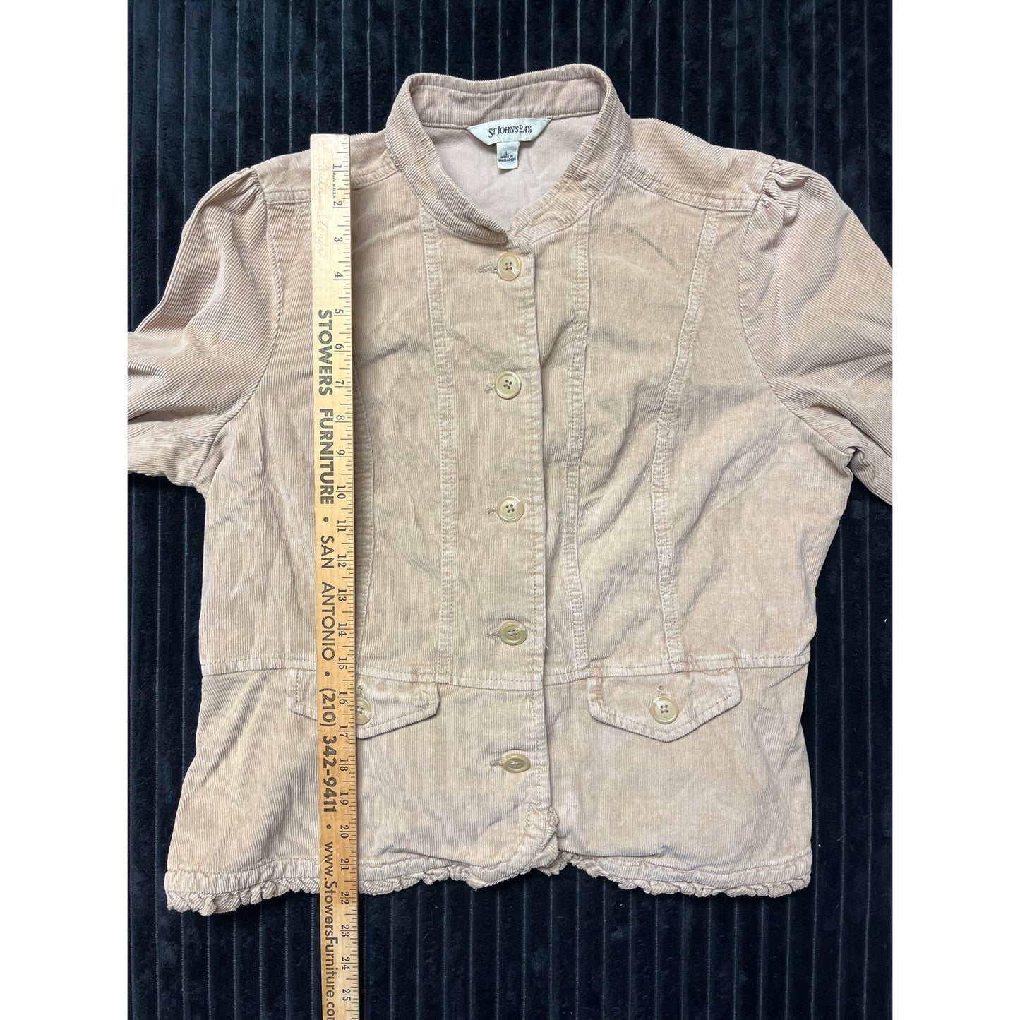 St. John’s Bay Women’s Beige Corduroy Stretch Button-Down Jacket Size Large
