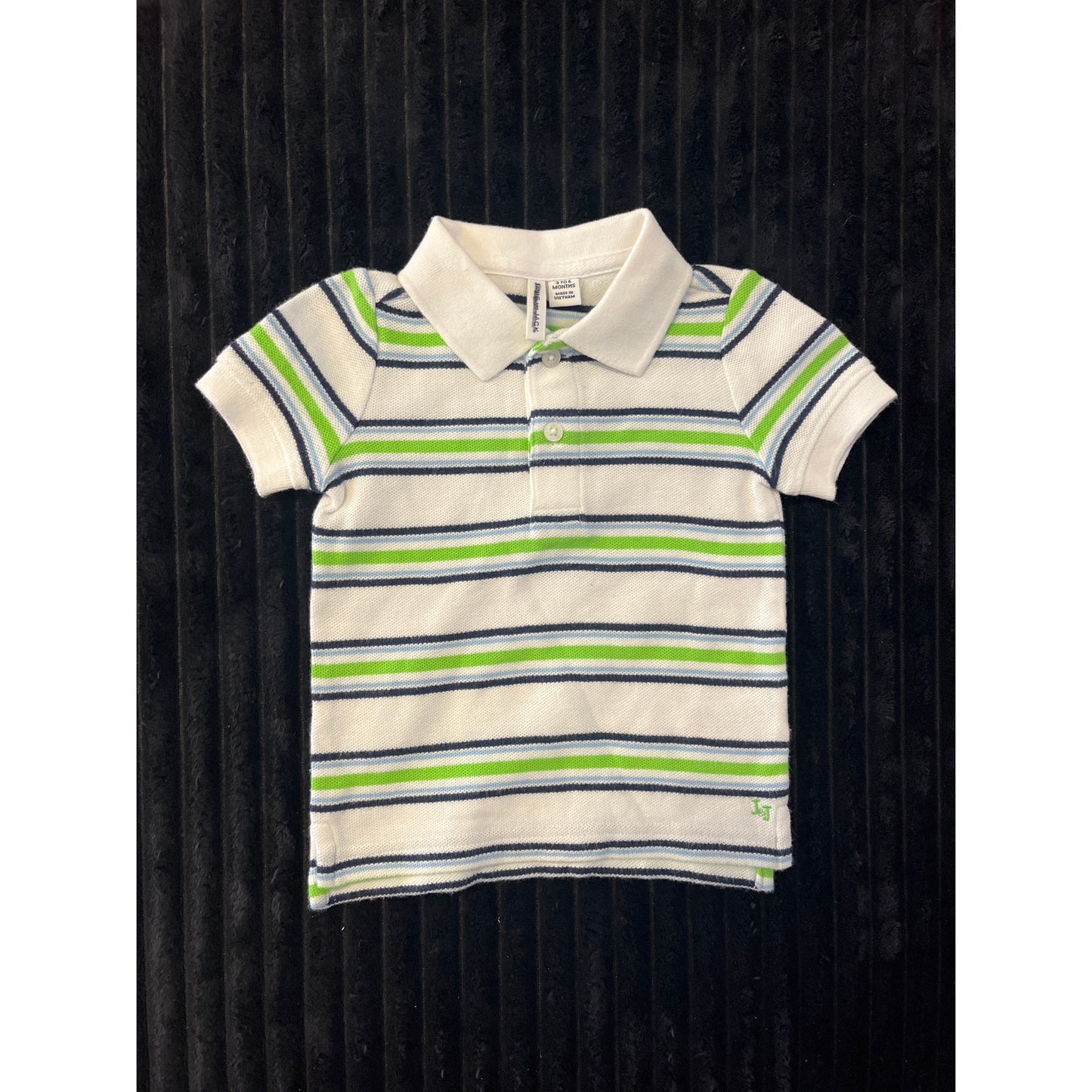 Janie and Jack Baby Boy White Striped Pull-Over Polo Shirt 3-6M NWOT