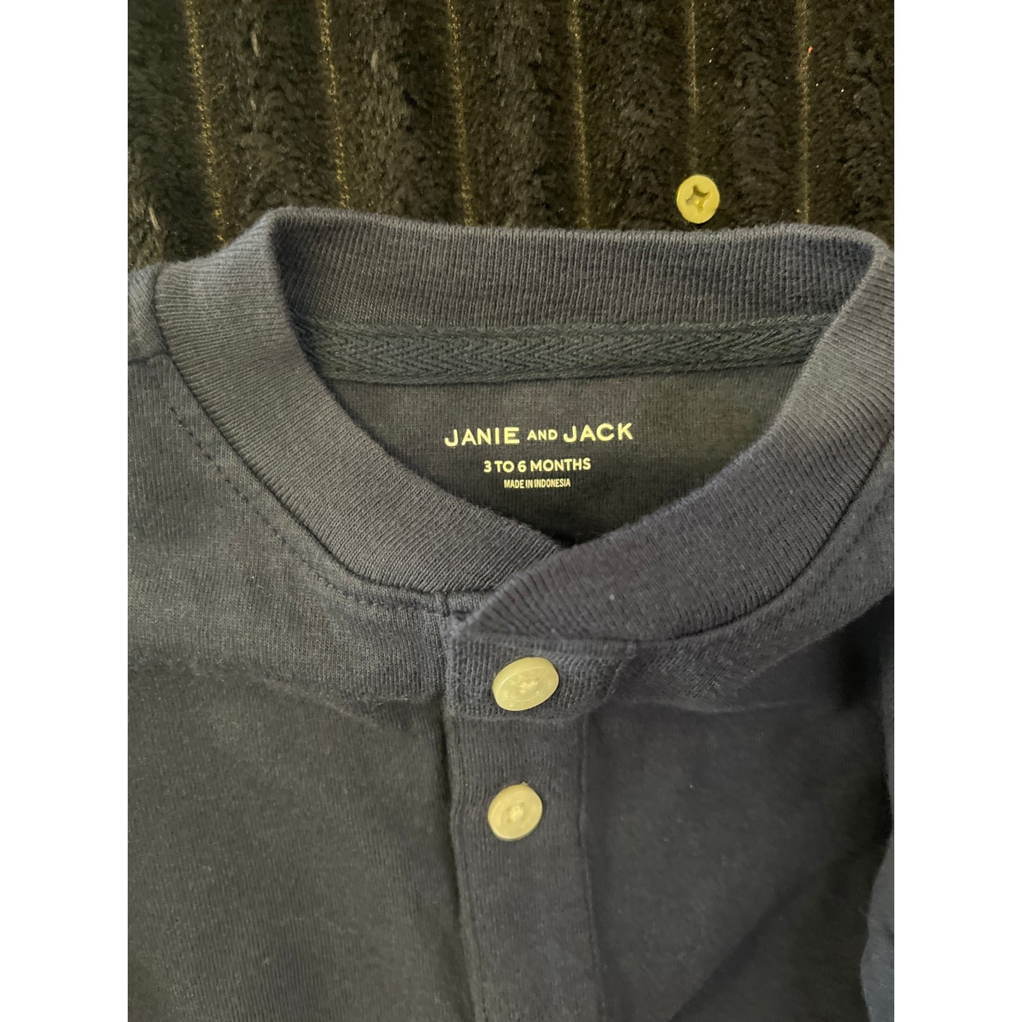Janie and Jack Baby Boy Navy Blue Long Sleeve Pull-Over Dress Shirt 3-6M NWOT