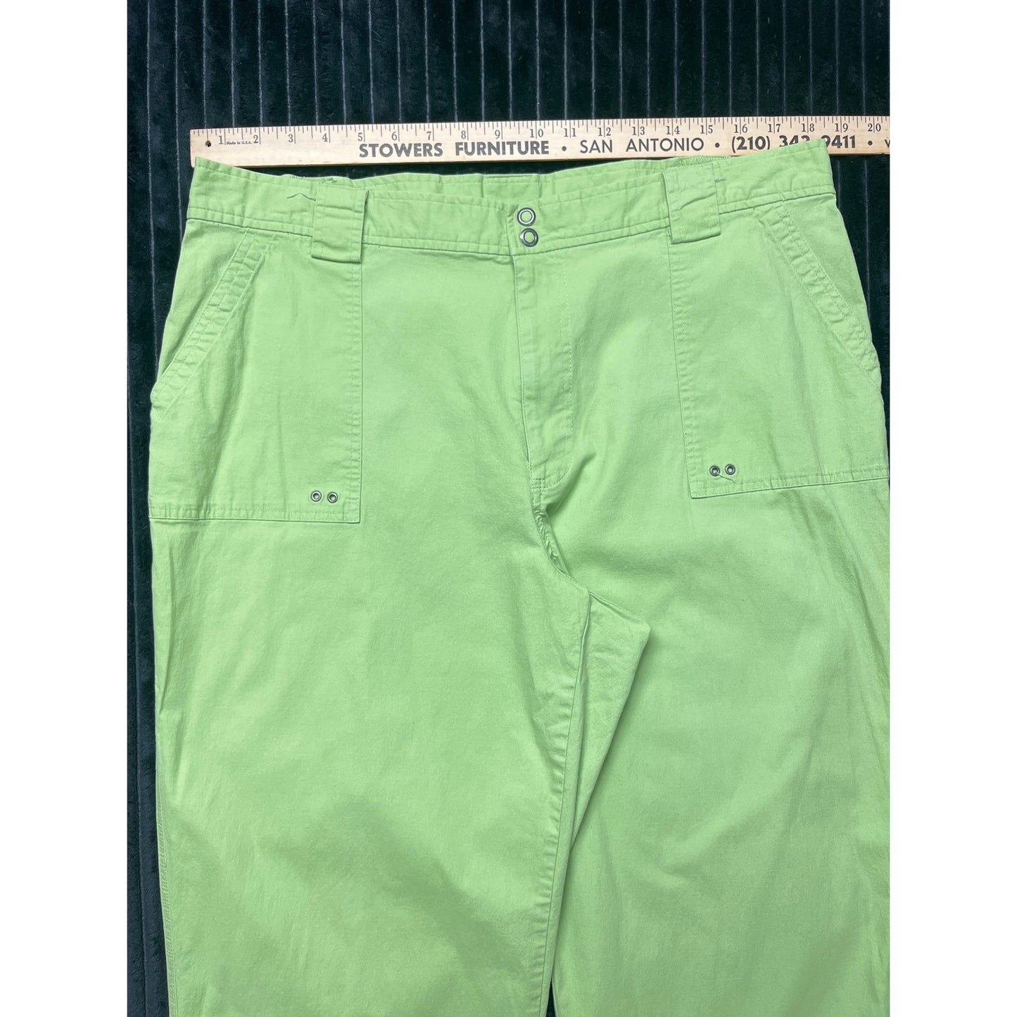 Sag Harbor Sport Women's Wide Leg Cuffed Cropped Pants Bright Green Size 18W