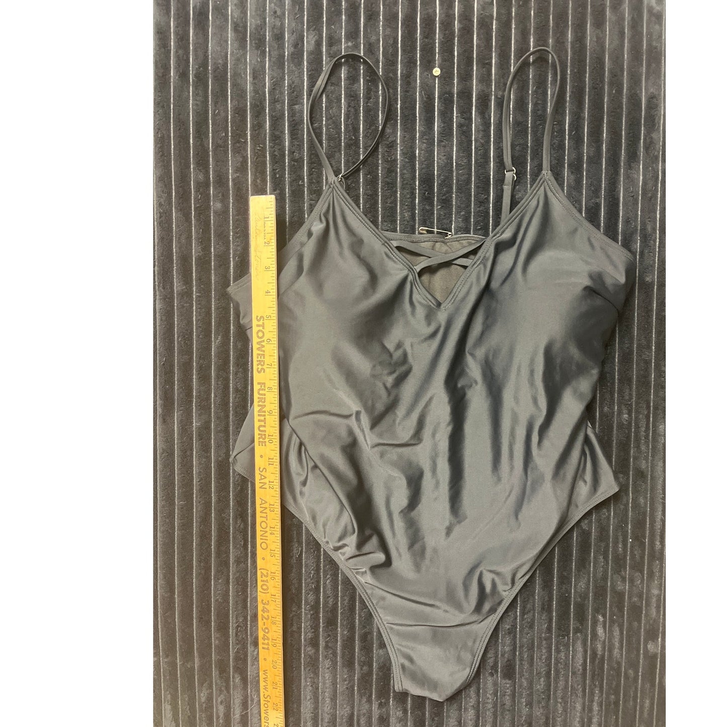 Shein Women's Black One-Piece Spaghetti Strap Cross-Front 4XL Swimsuit