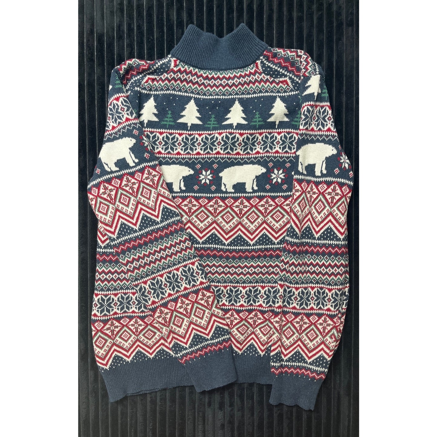 Aspen Men's Long Sleeve Pullover Sweater Sz XL Polar Bear Winter Scene Quarter Zip
