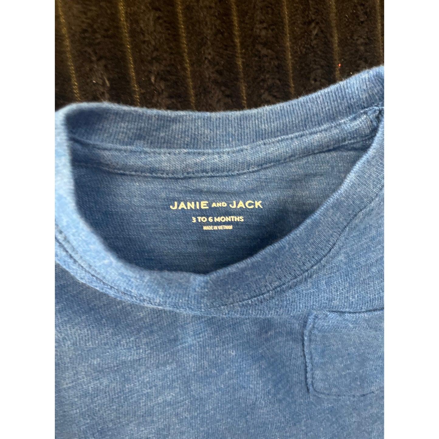 Janie and Jack Baby Boy Solid Blue Long Sleeve Pull-Over Shirt 3-6M NWOT