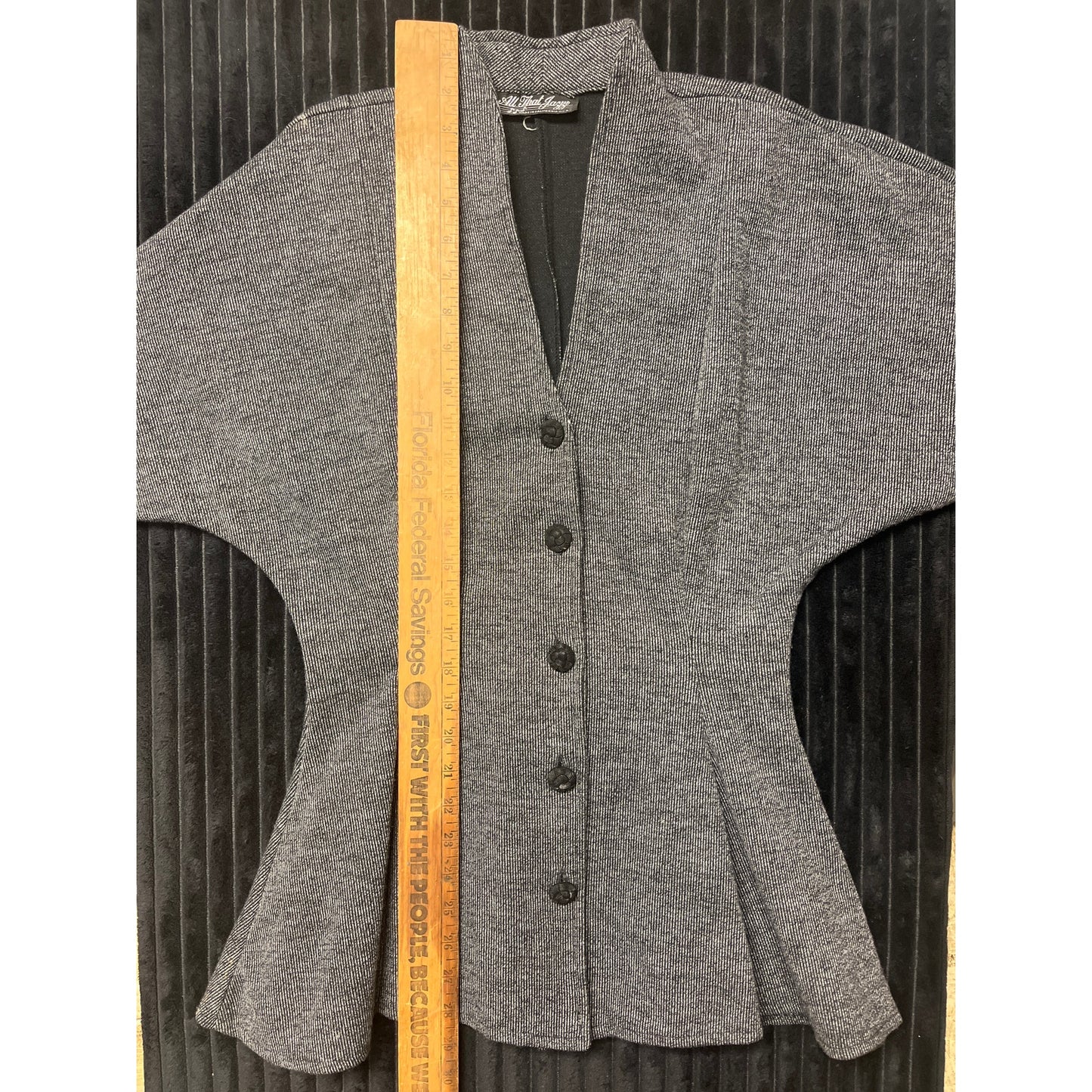 80s Vintage Blazer Jacket Black Gray Houndstooth Jacket Y2K All That Jazz 11/12