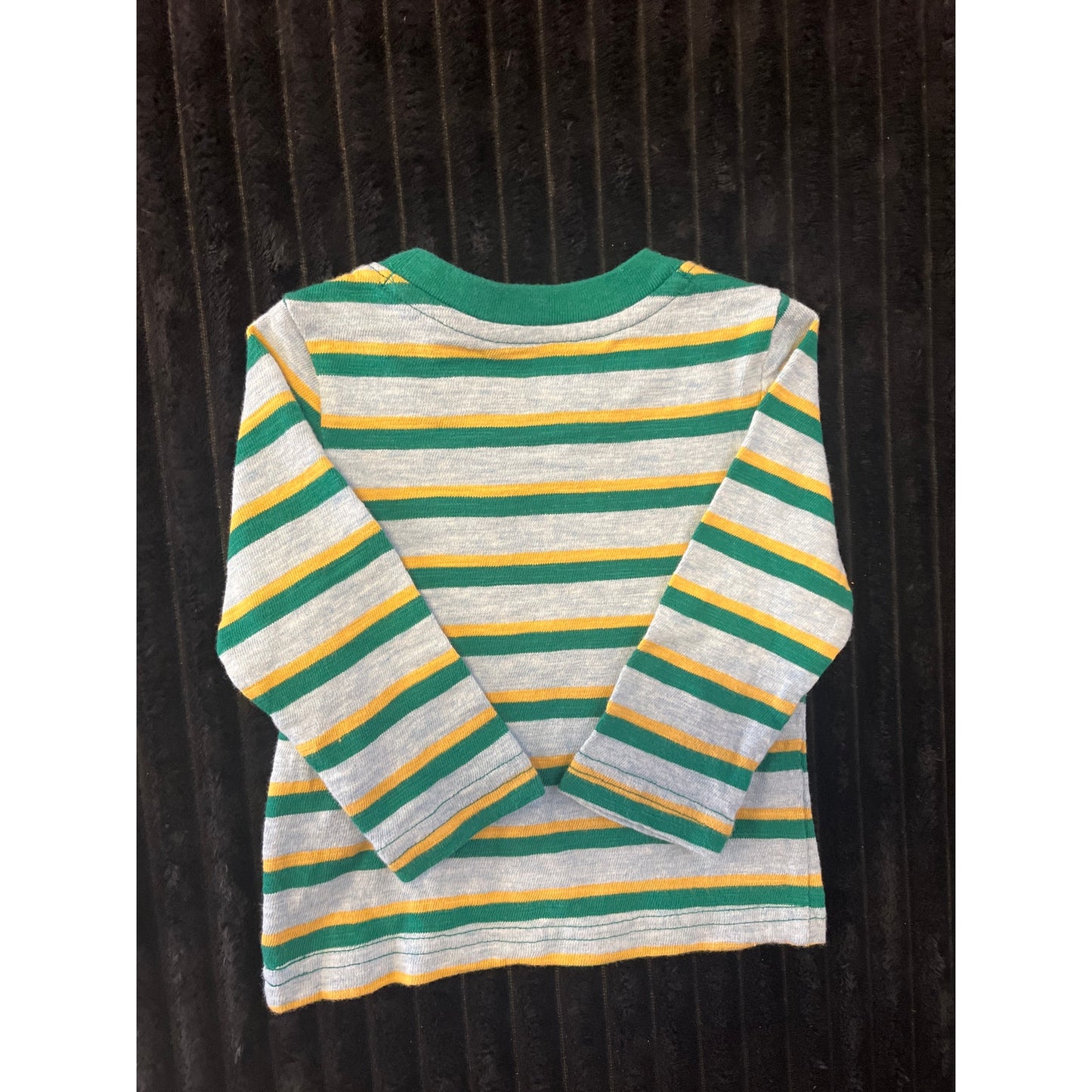 Janie and Jack Baby Boy Green Striped Long Sleeve Pull-Over Shirt 3-6M NWOT