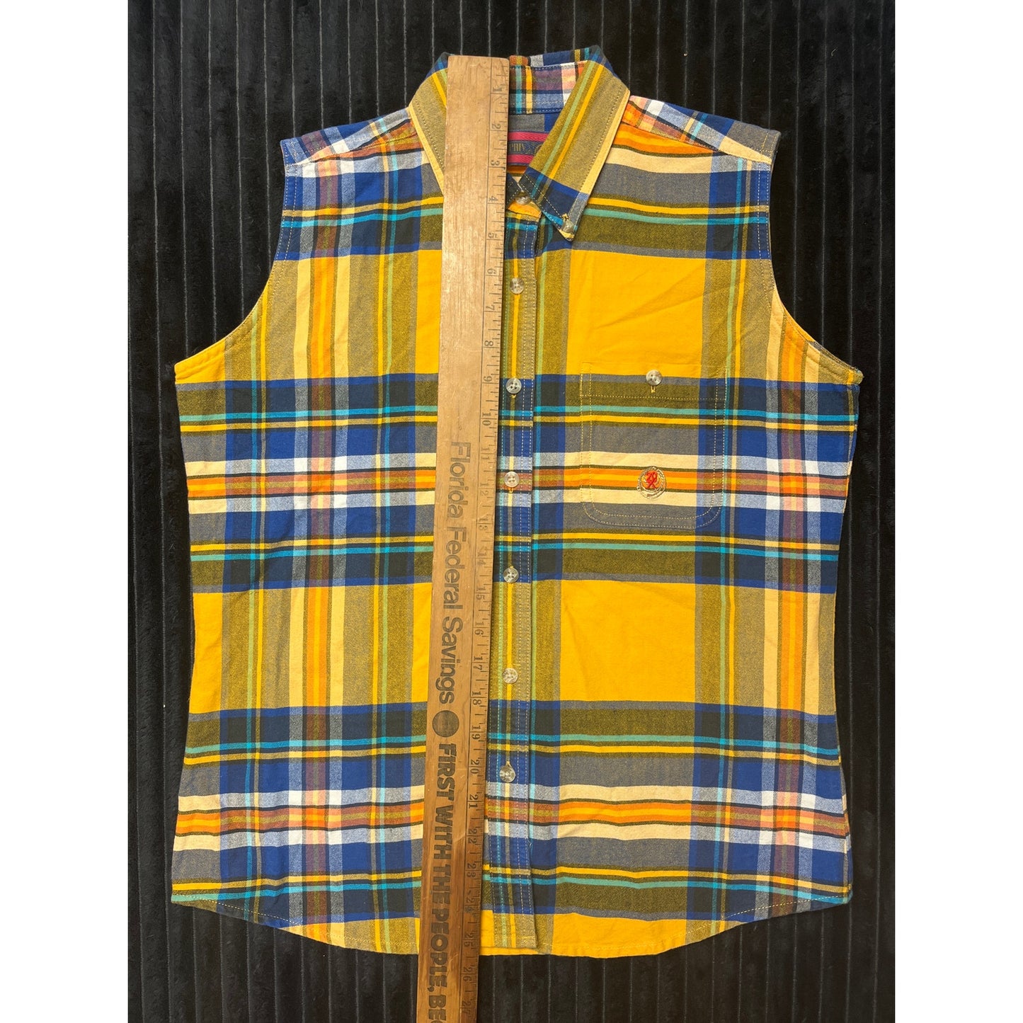 Twenty X Shirt Womens yellow Plaid Button Down Collard Tank Size M