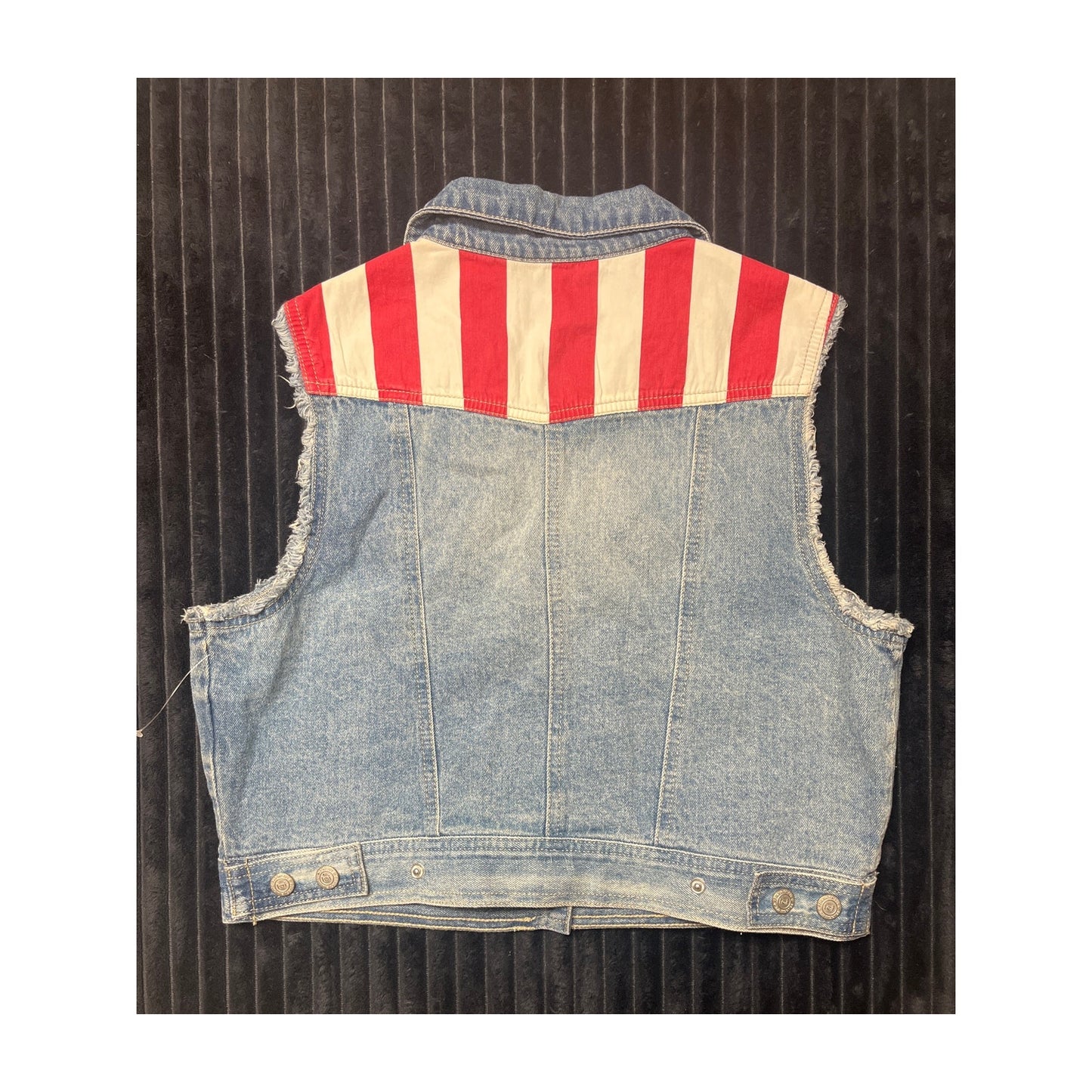 Vtg L.E.I  Jean Vest Womens S American Flag 
Patriotic USA Sleeveless 90s Y2K