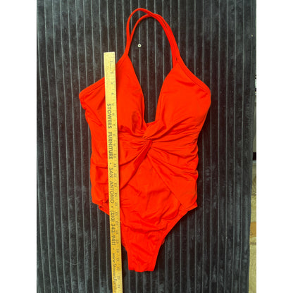Time and True Women’s One-Piece Swimsuit Bright Red Size Medium Swimwear