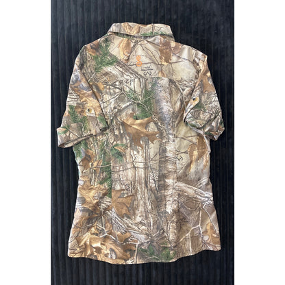 "She Outdoors Camo Short Sleeve Button-Up Dress Shirt Size Medium Women's"