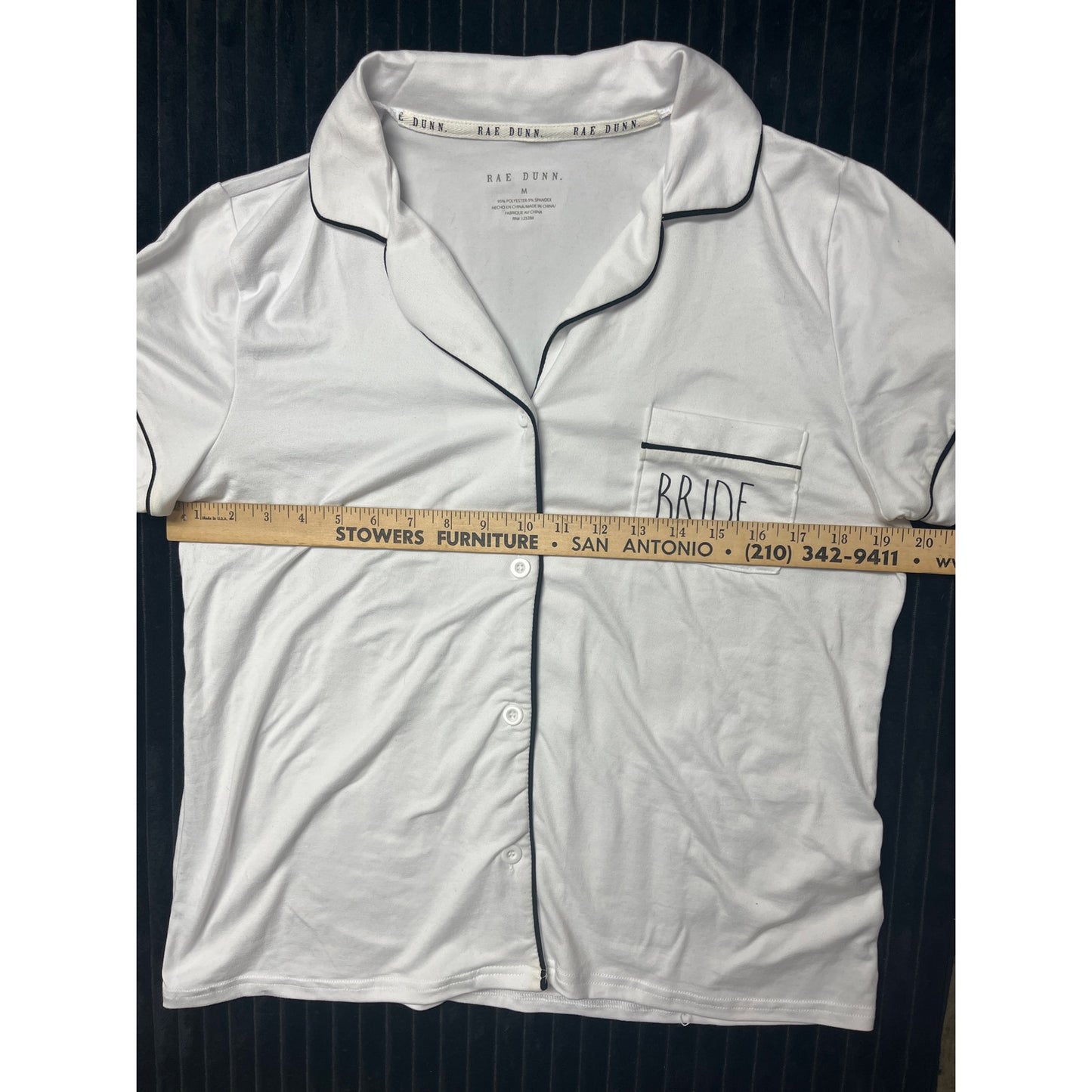 Rae Dunn BRIDE Womens Pajama White Night Sleep Shirt Wedding Bride Button Medium