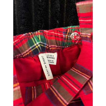 Janie and Jack Baby Boy Red Plaid Overalls 0-3M NWOT Summer Classic Look