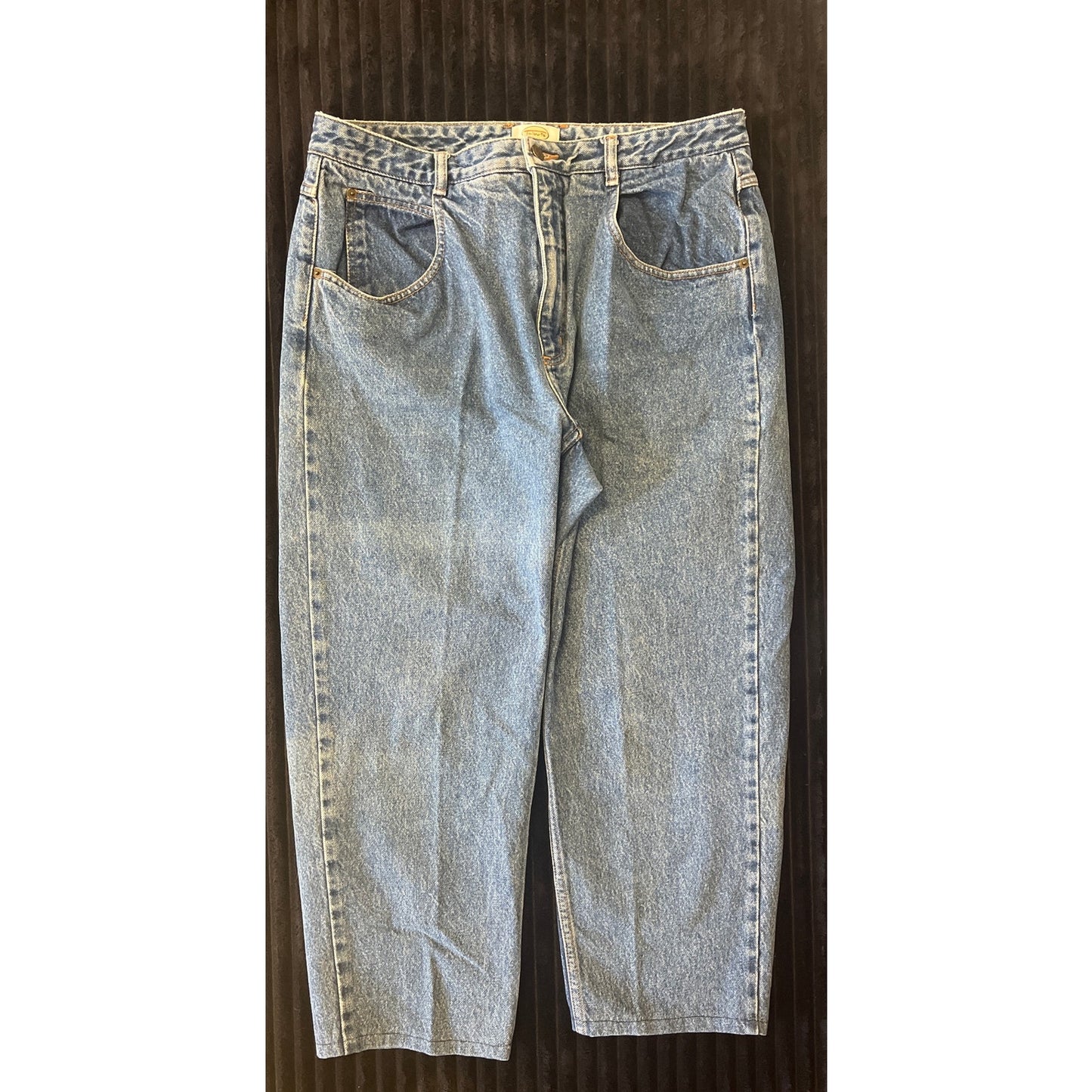 VTG Talbots Jeans Women Petite 14 Blue Denim High Rise Tapered MOM Baggy Y2K