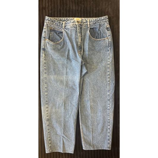 VTG Talbots Jeans Women Petite 14 Blue Denim High Rise Tapered MOM Baggy Y2K