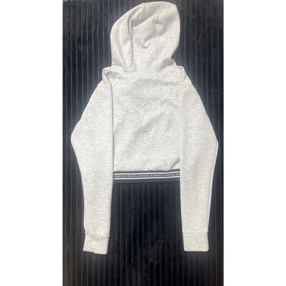SikSilk Women's Cropped Jacket/Joggers Set Sz 8 Gray Black & White Striped Logo
