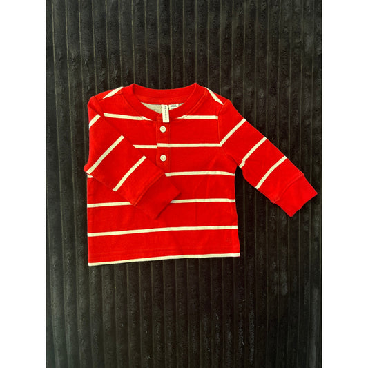 Janie and Jack Baby Boy Red/White Long Sleeve Pull-Over Dress Shirt 3-6M NWOT