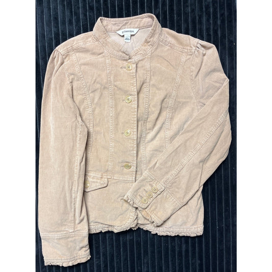 St. John’s Bay Women’s Beige Corduroy Stretch Button-Down Jacket Size Large