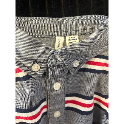 Janie and Jack Baby Boy Blue Striped Long Sleeve Pull-Over Shirt 3-6M NWOT