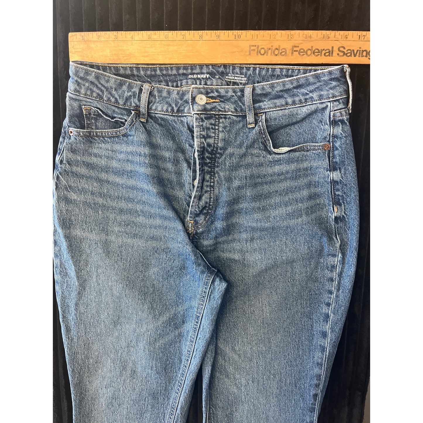 Old navy Womens Extra High Rise Kicker-Boot Fringe Size 12 Jeans