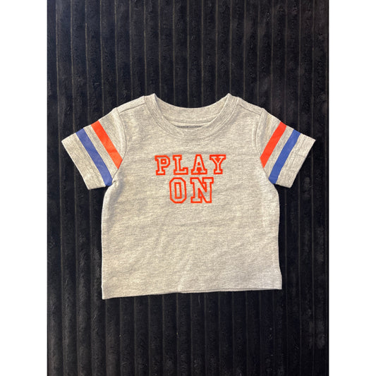 Janie and Jack Baby Boy Gray Striped Graphic Pull-Over T-Shirt 3-6M NWOT